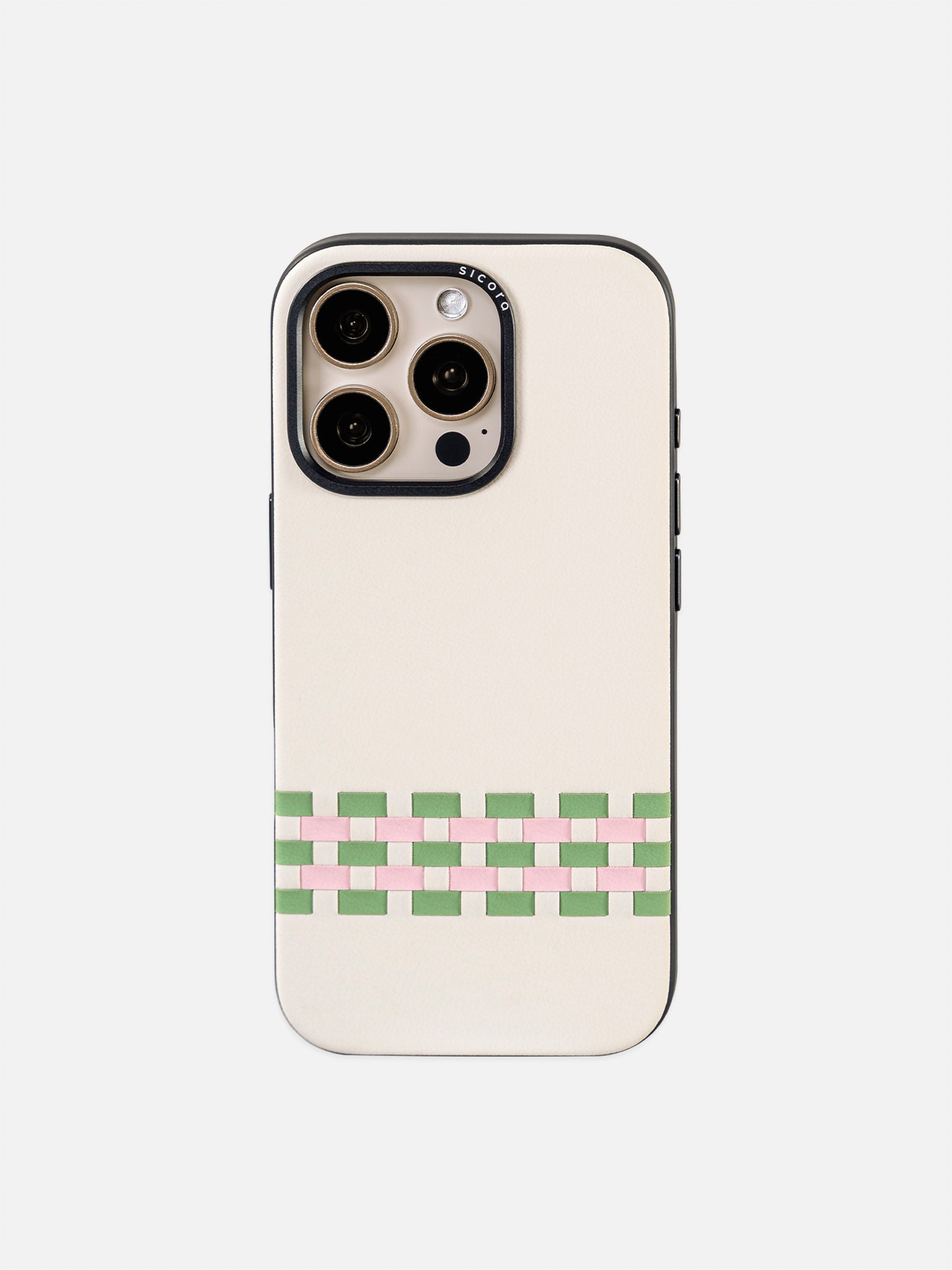sicora white green pink stitchon iPhone case 16 pro
