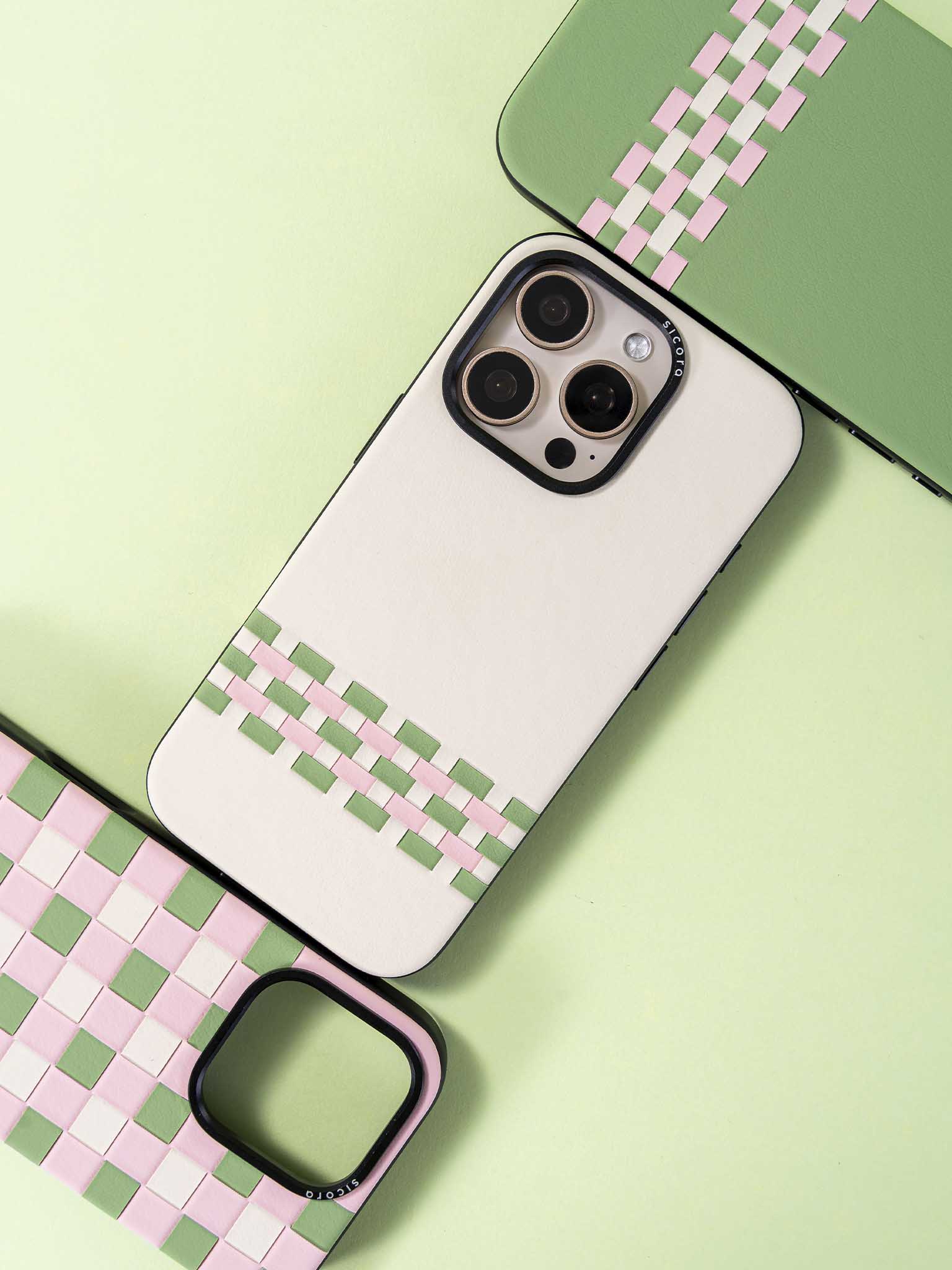 sicora handwoven vegan leather phone cases