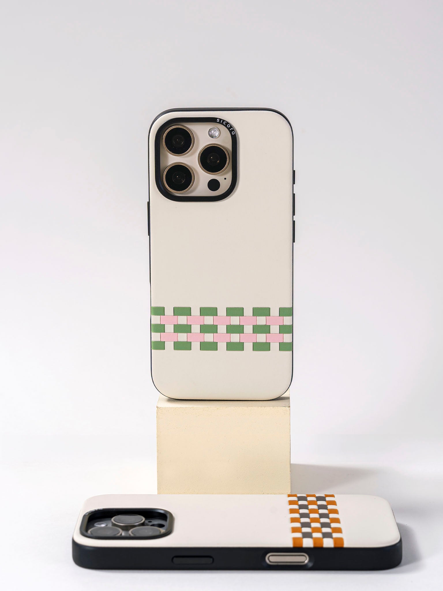 sicora white green pink stitchon phone case