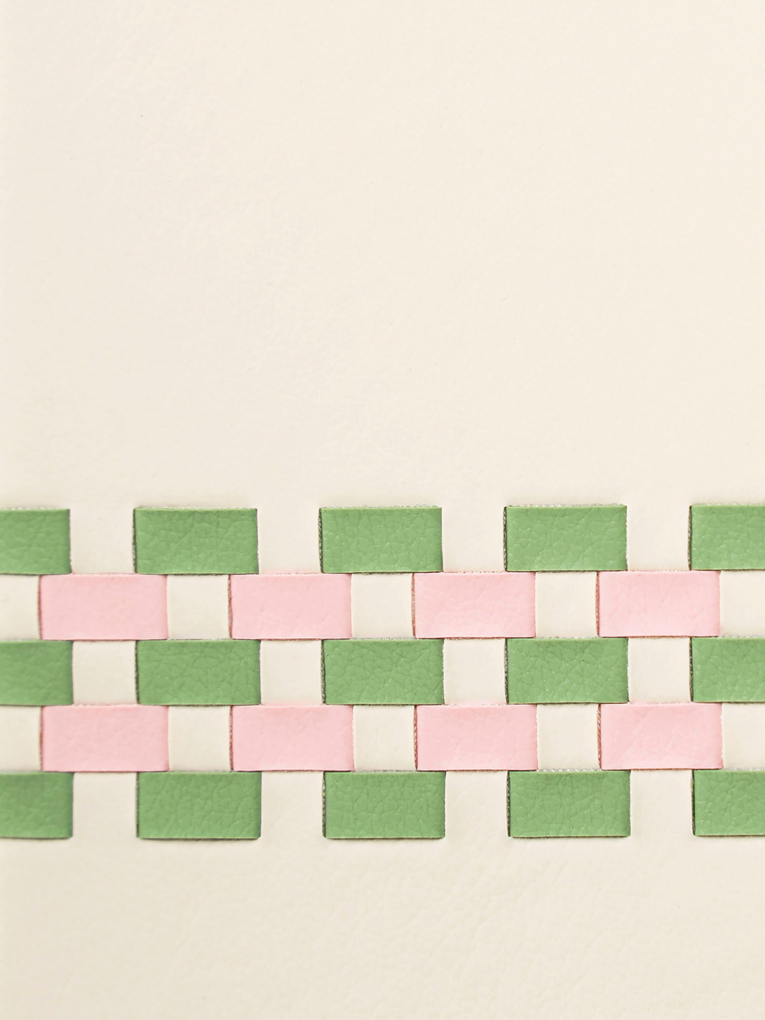 sicora white green pink handwoven stitchon pattern in SILIO vegan leather