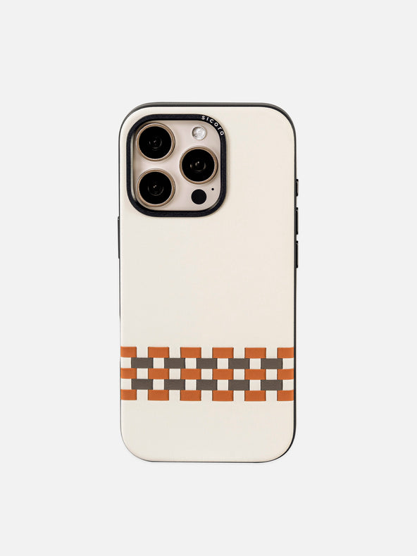 sicora white brown gray stitchon iPhone case 16 pro