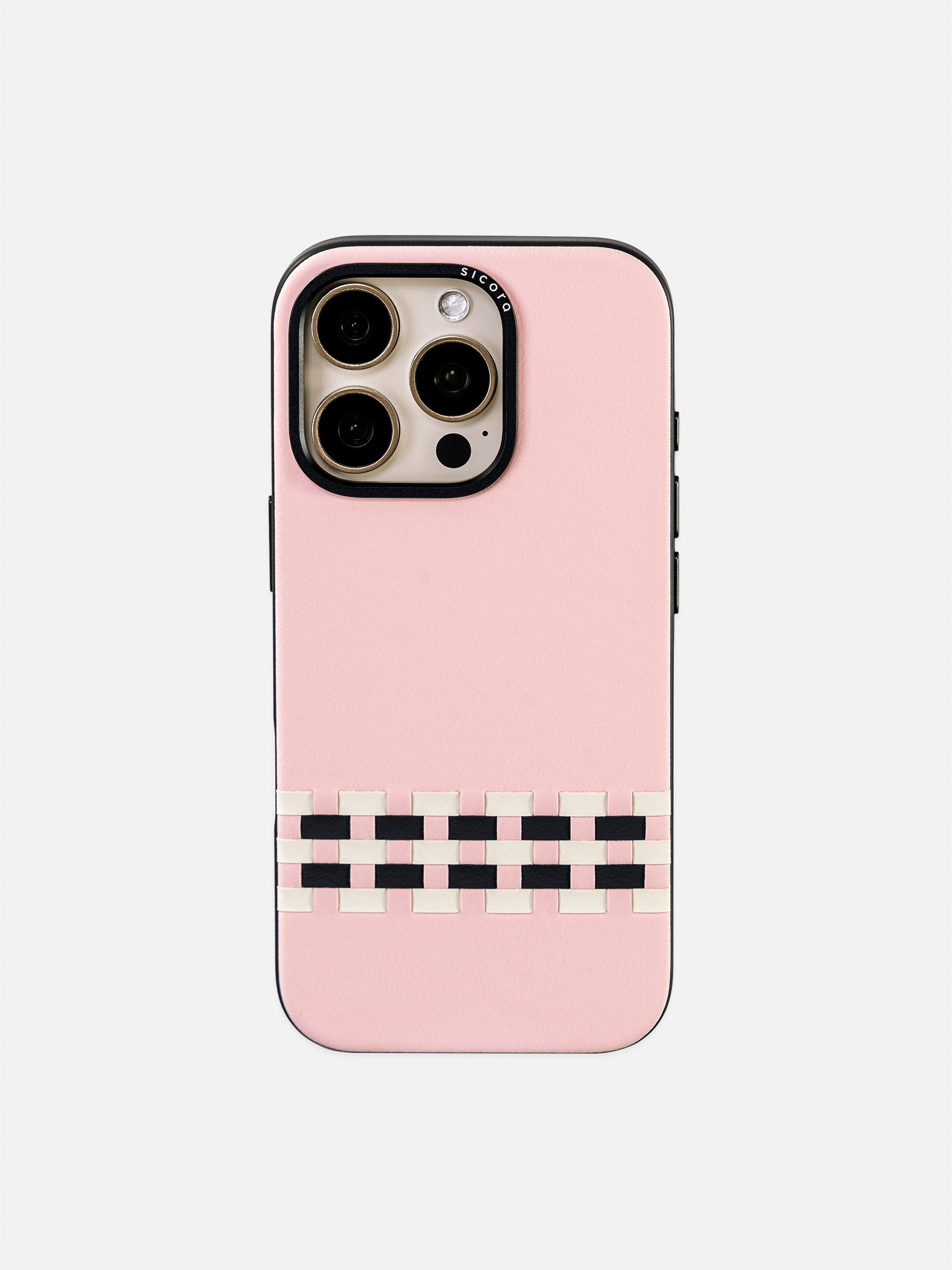 sicora pink white black stitchon iPhone case 16 pro