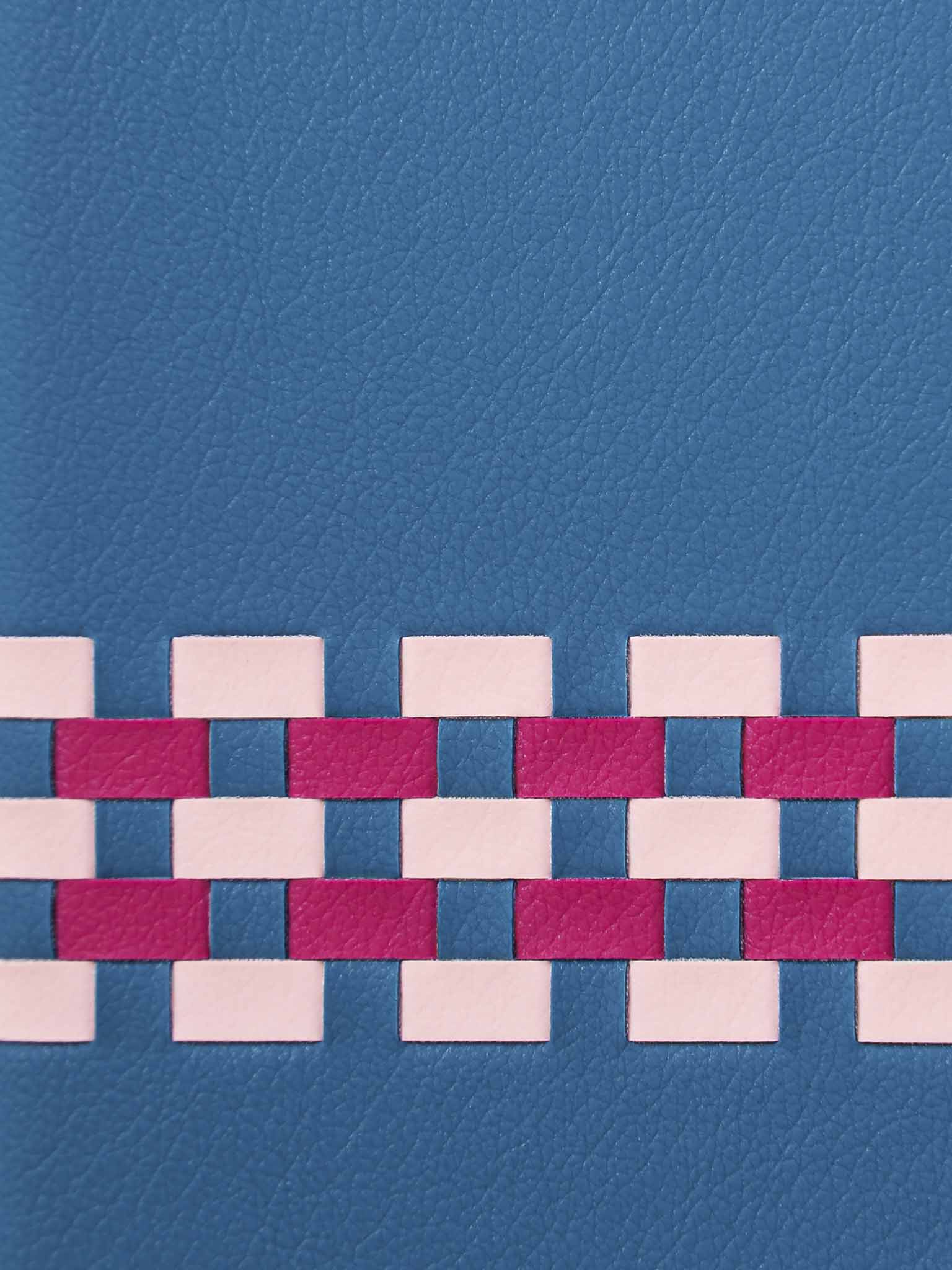 sicora blue pink magenta handwoven stitchon pattern in SILIO vegan leather