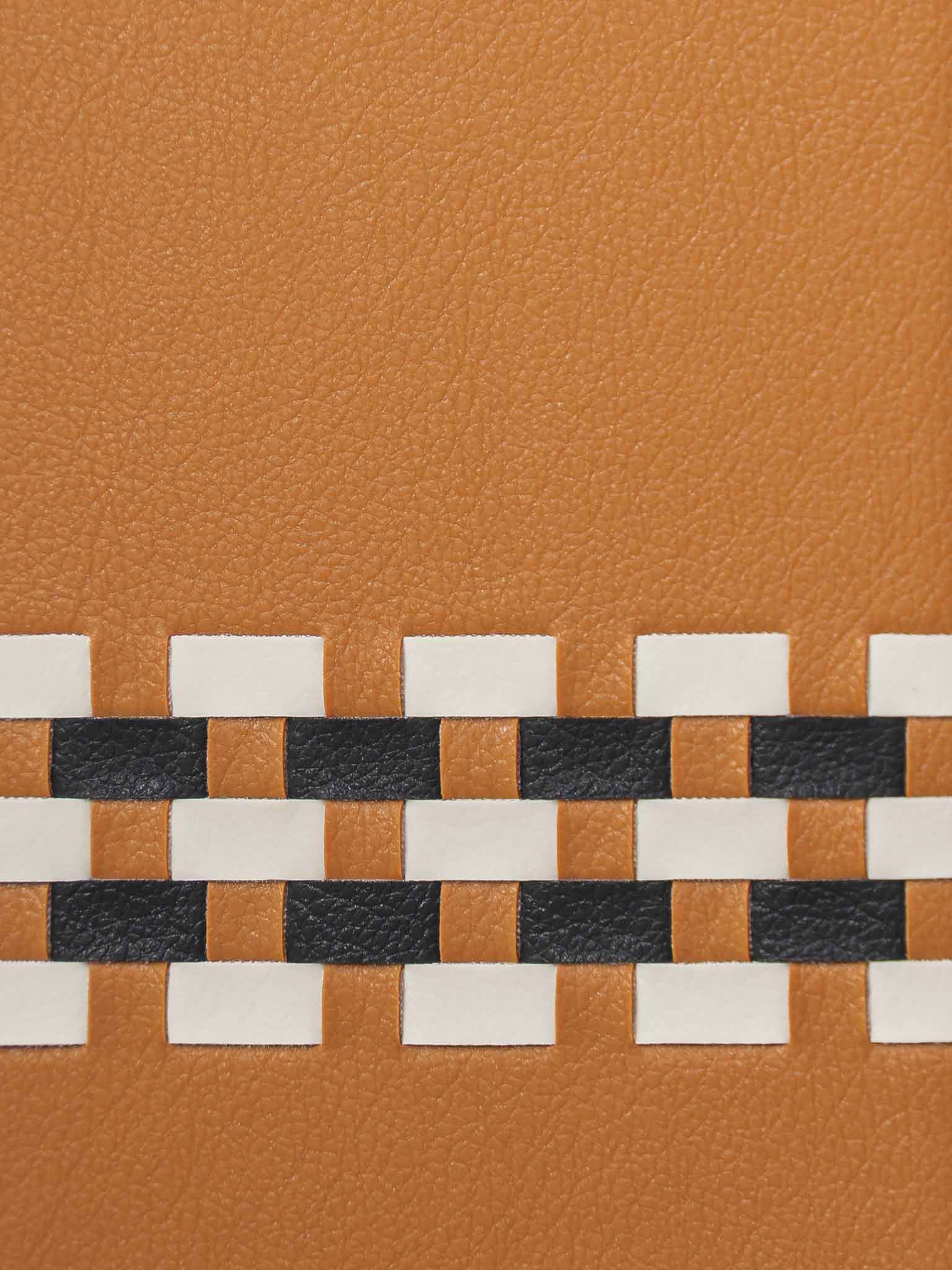 sicora brown white black handwoven stitchon pattern in SILIO vegan leather