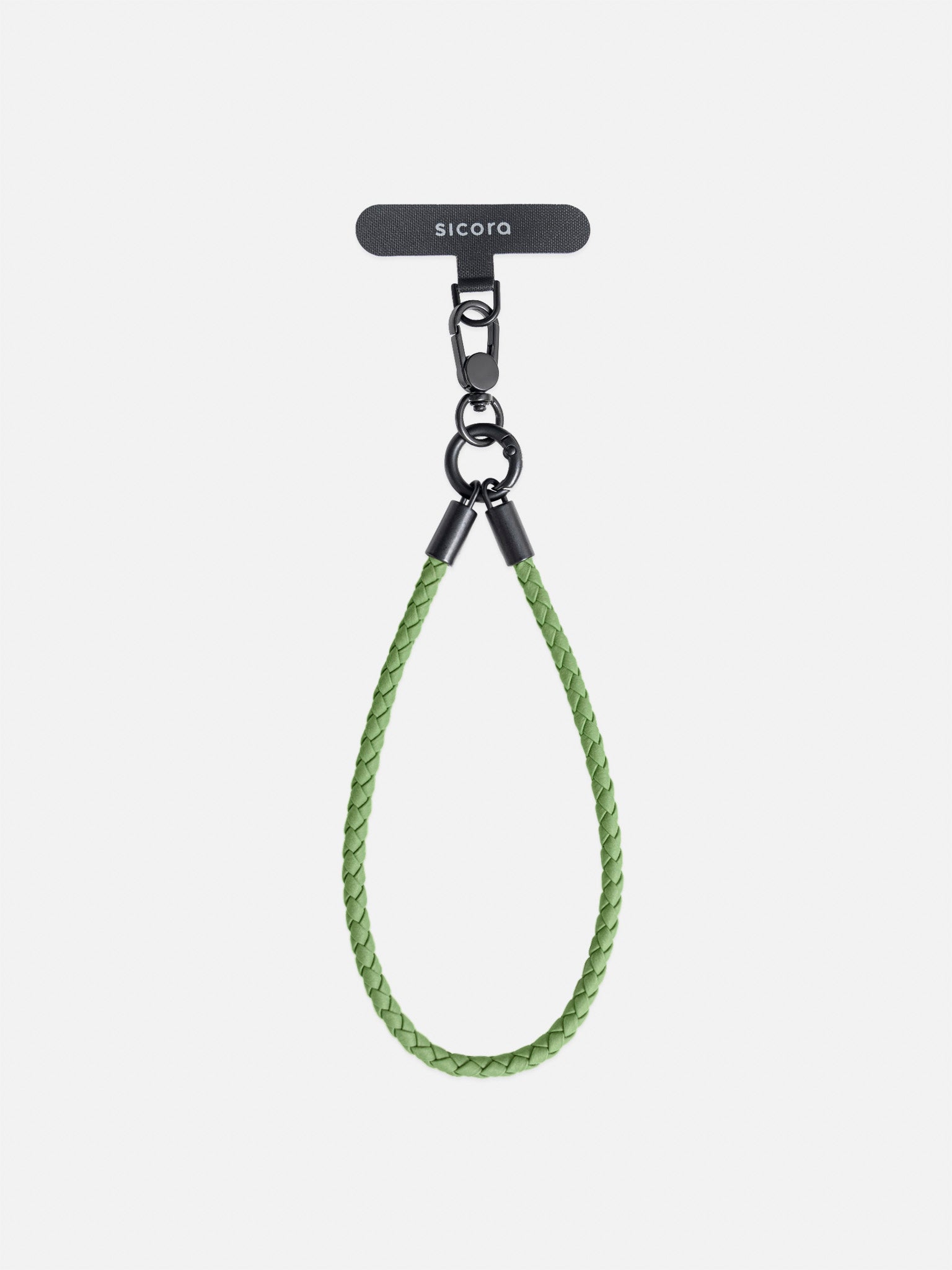 sicora wristlet braided leather lanyard in avocado green
