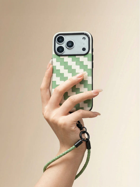 sicora wristlet braided leather lanyard in avocado green