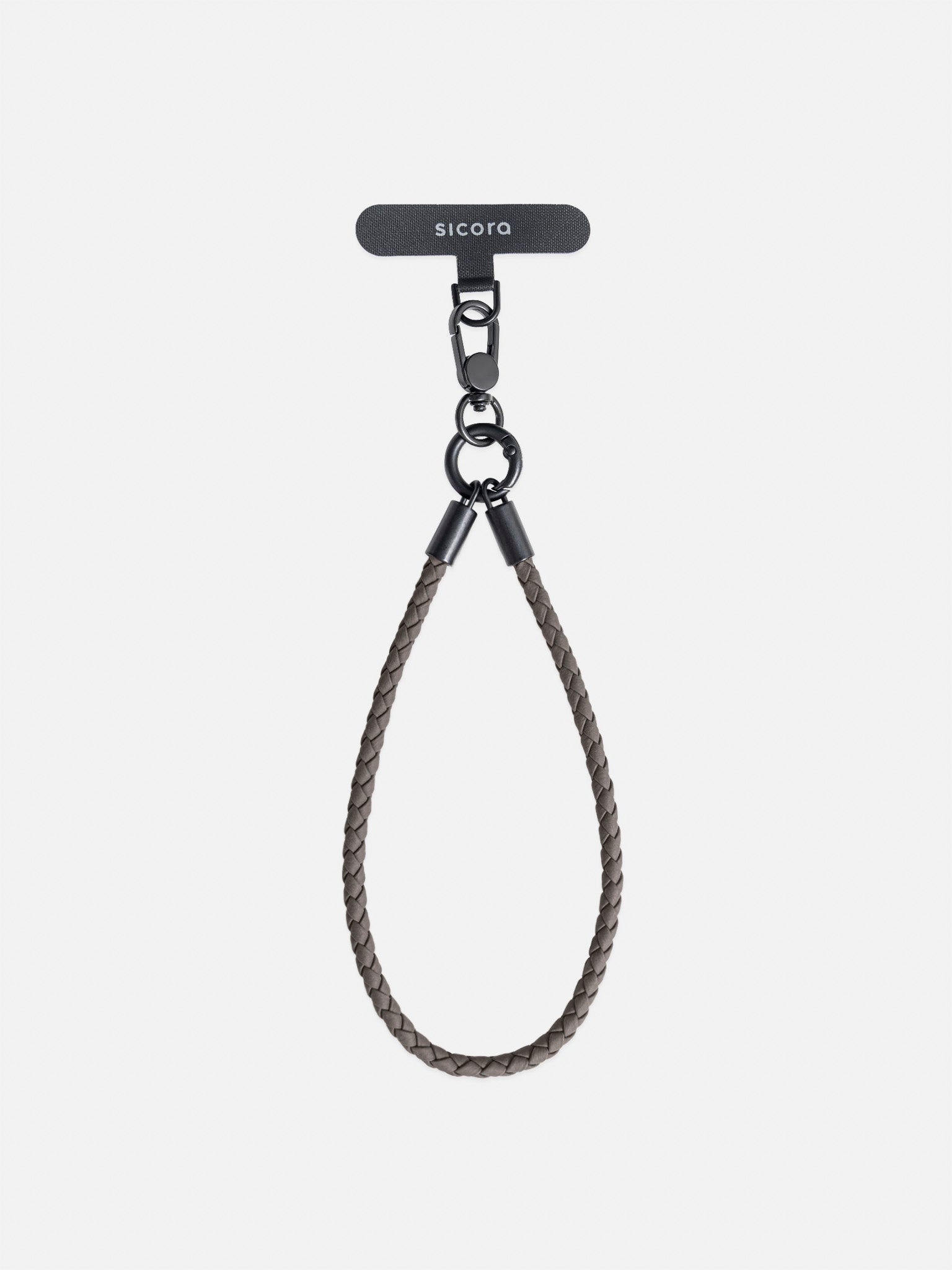 sicora wristlet braided leather lanyard in granite gray