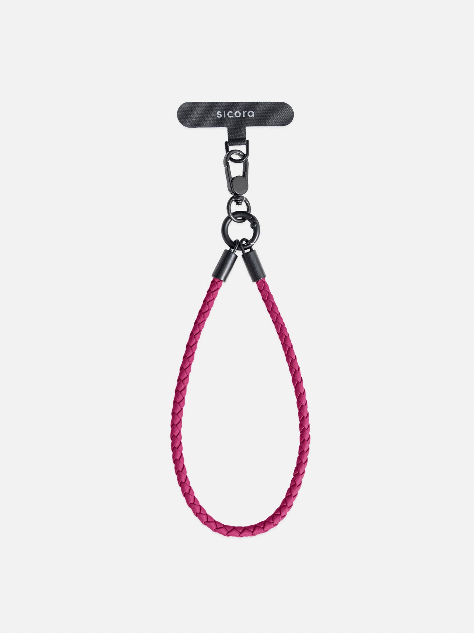 sicora wristlet braided leather lanyard in magenta