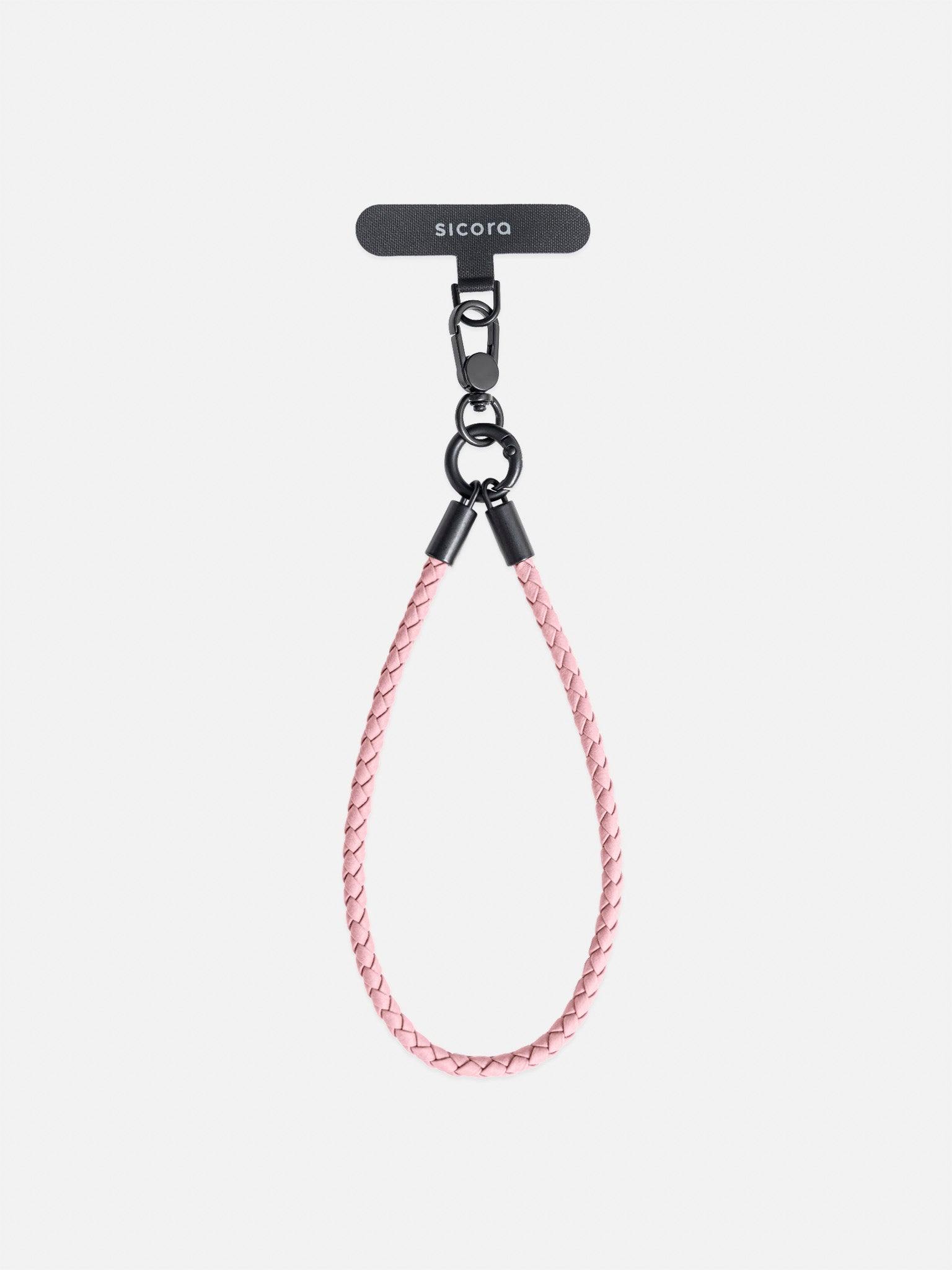 sicora wristlet braided leather lanyard in pink
