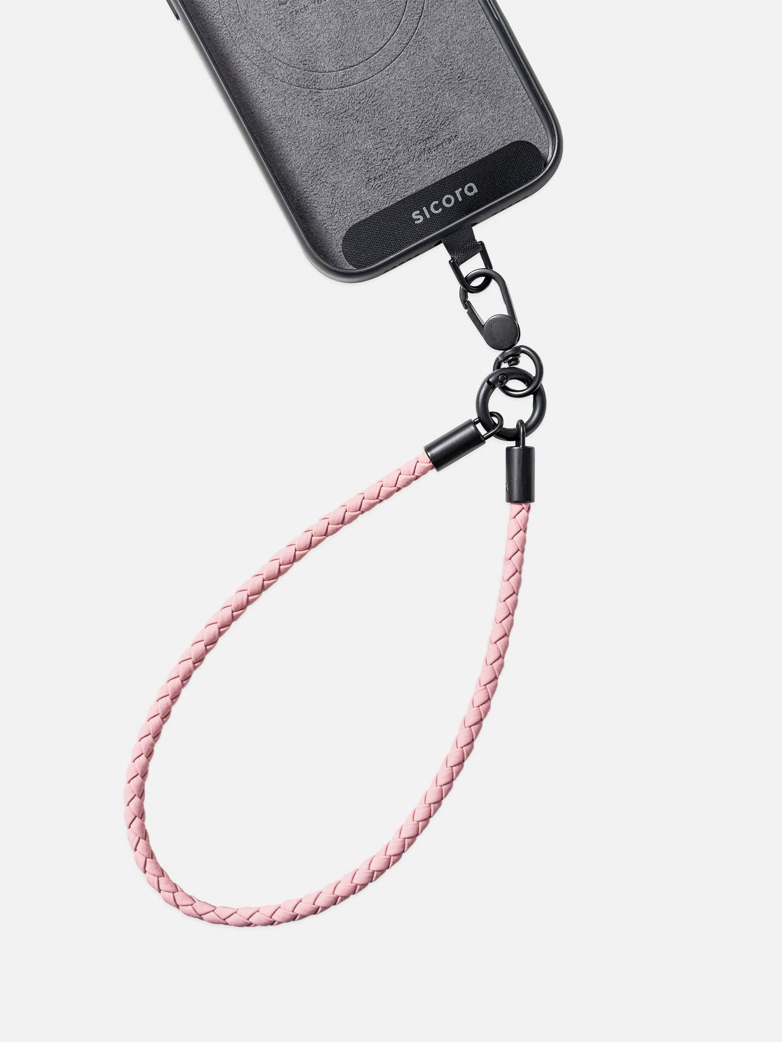 sicora wristlet braided leather lanyard in pink