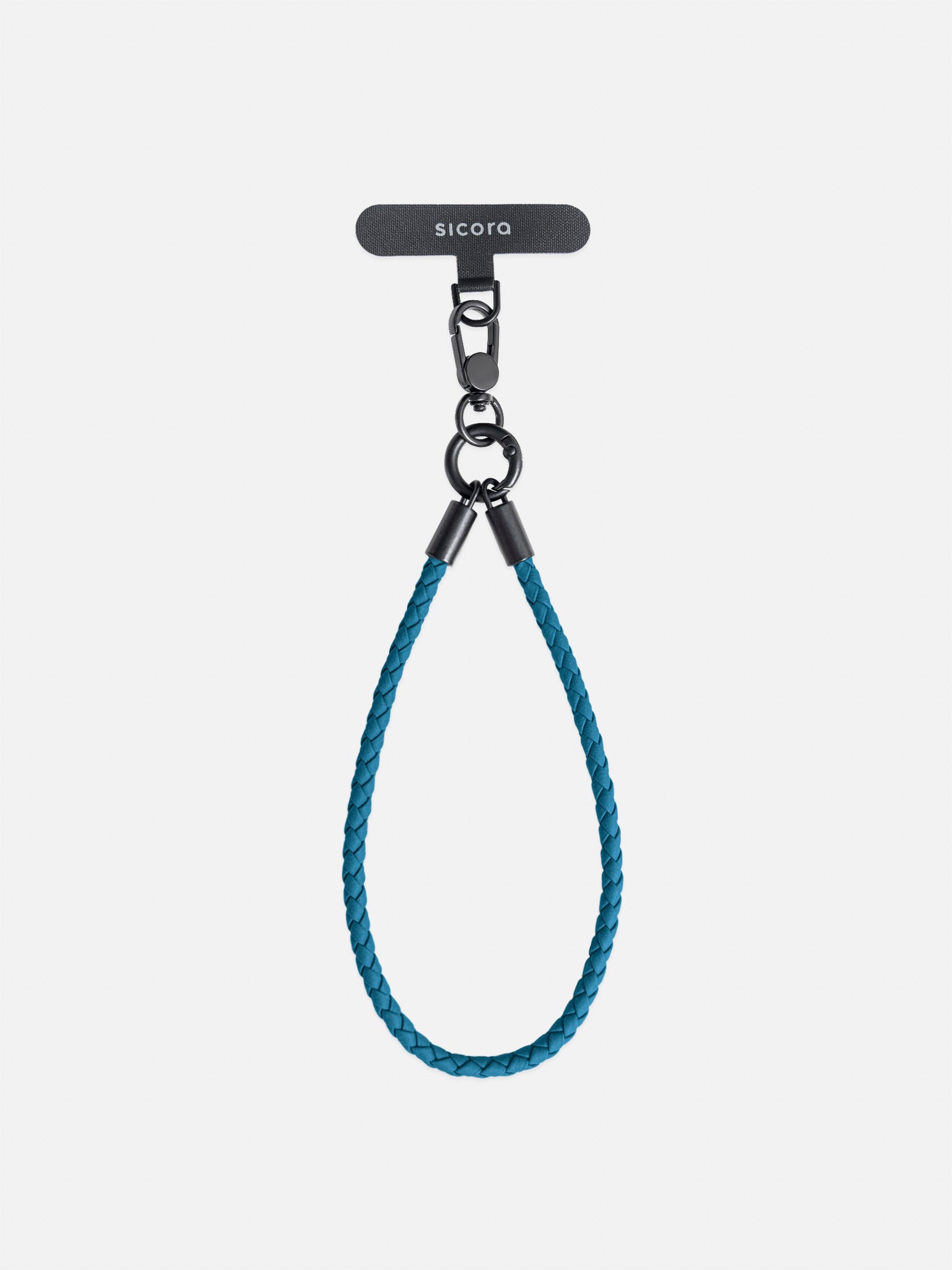 sicora wristlet braided leather lanyard in sea blue