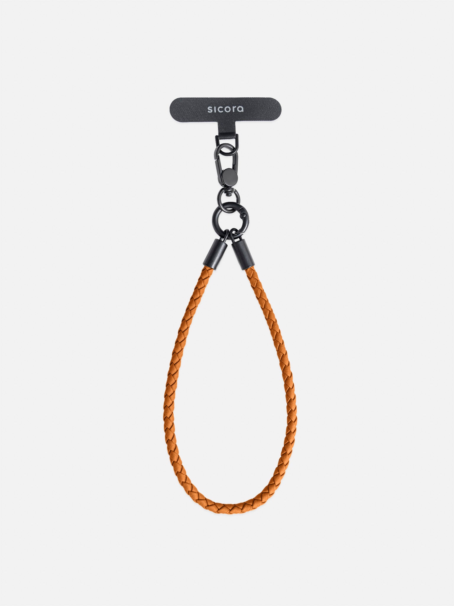 sicora wristlet braided leather lanyard in toffee brown