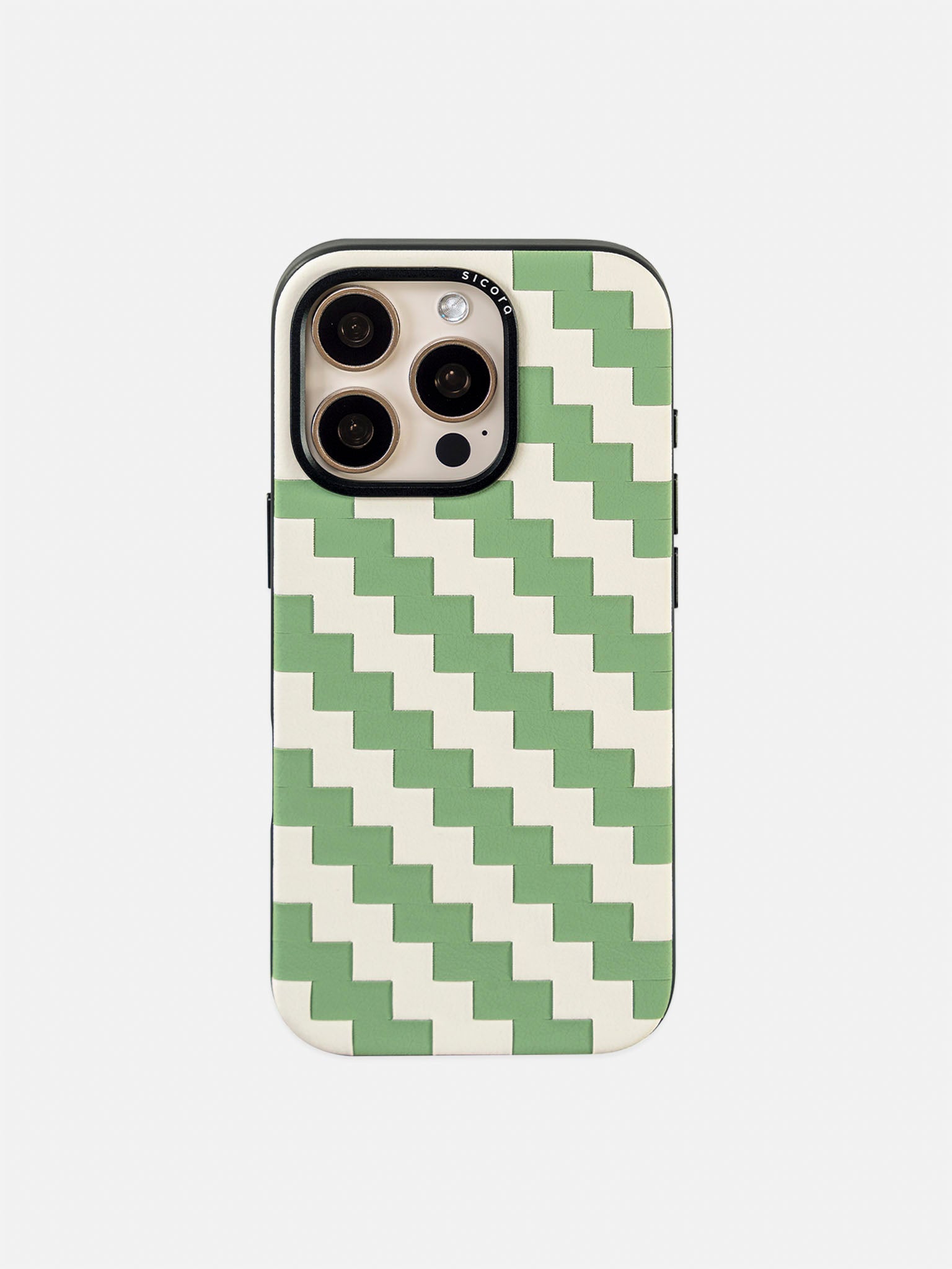 sicora green and white zigzag iphone case 16 pro