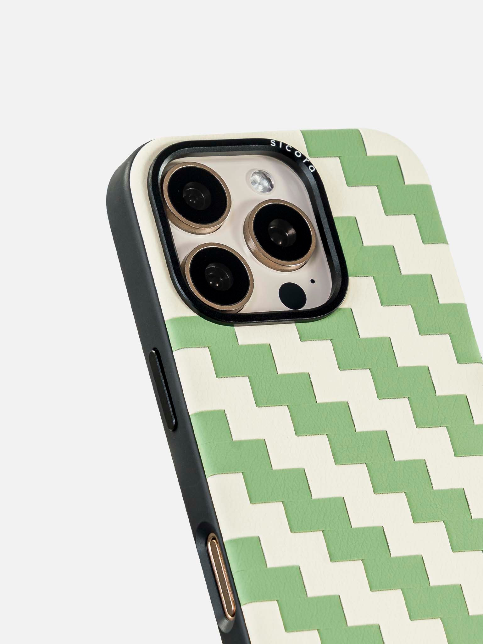 sicora green and white zigzag phone case