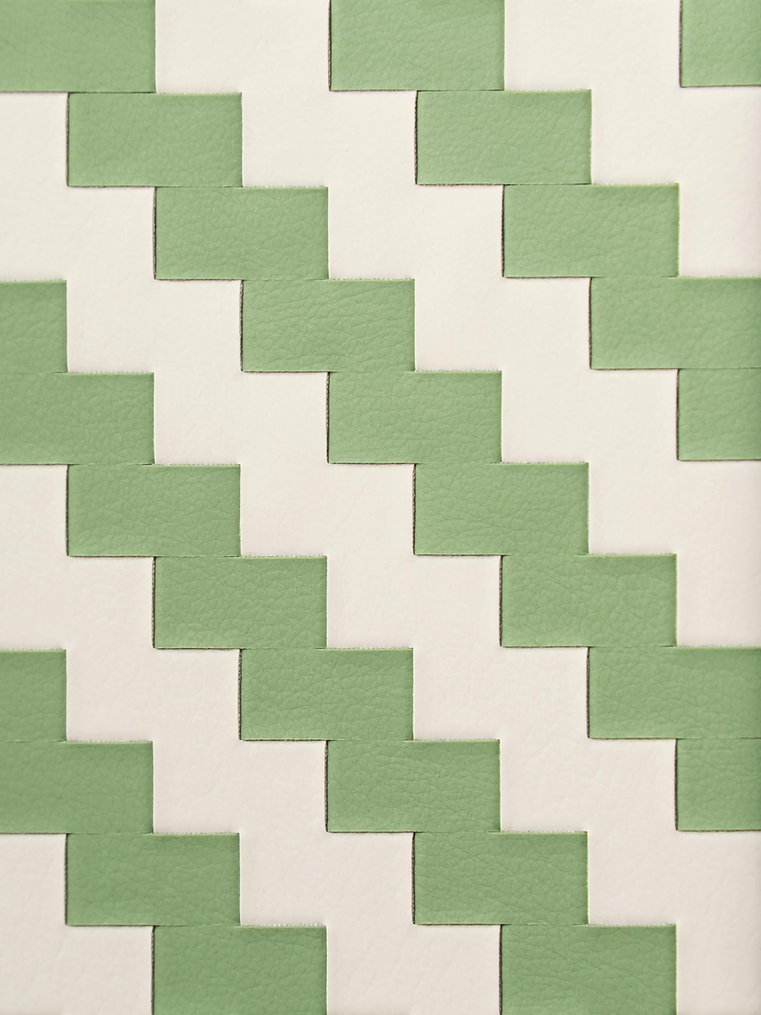 sicora green white handwoven zigzag pattern in SILIO vegan leather