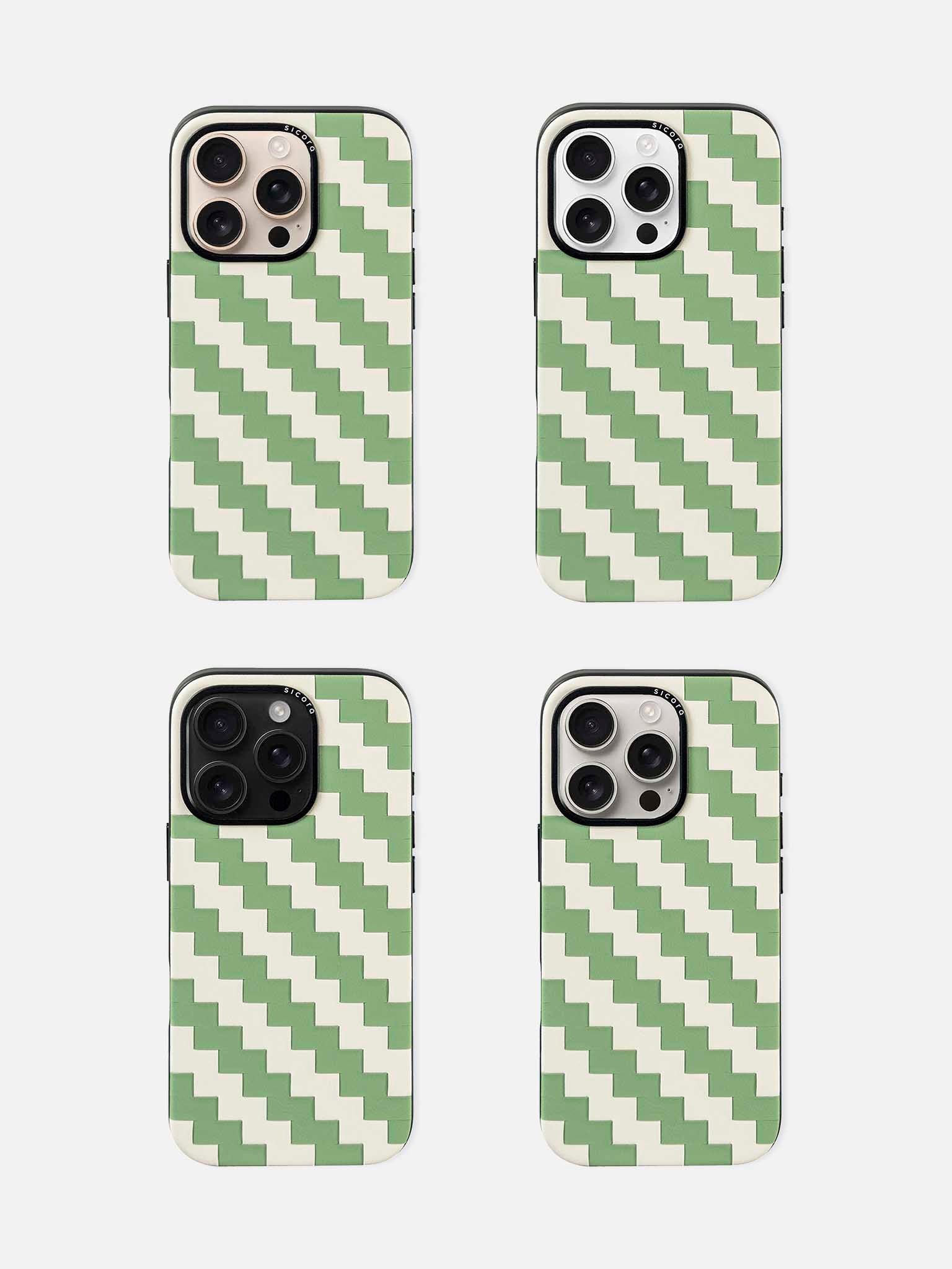 sicora iPhone 16 pro zigzag case avocado cream lineup