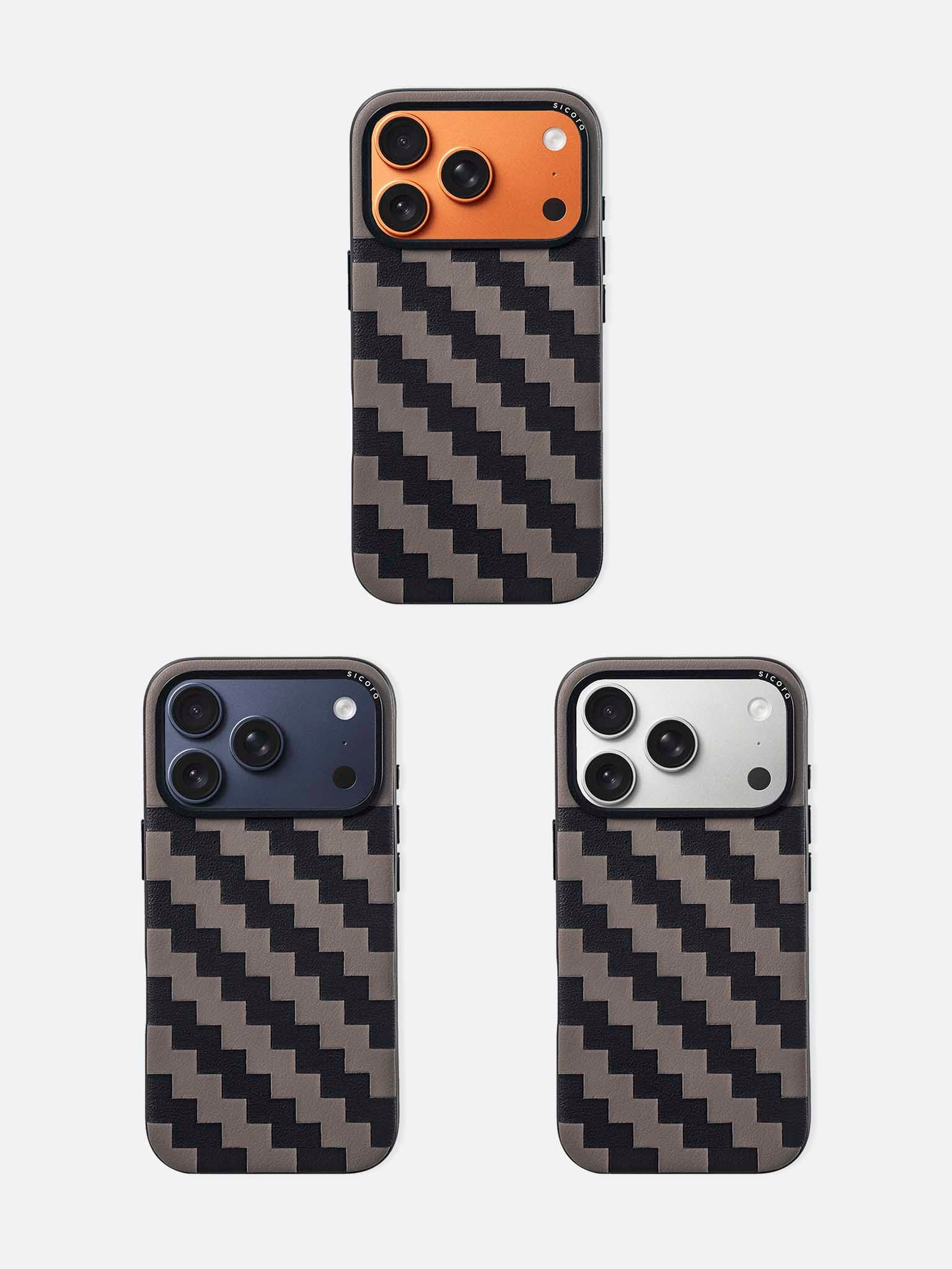 sicora iPhone 17 pro zigzag case black granite lineup