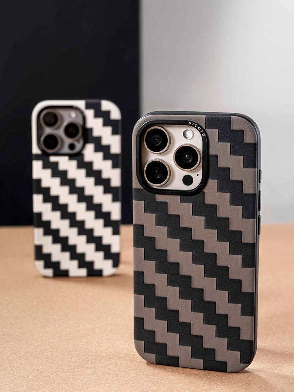 sicora handwoven vegan leather zigzag phone cases