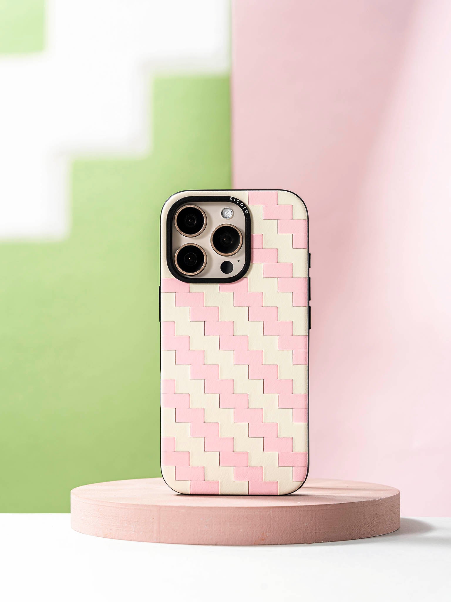 sicora pink and white zigzag iphone case 