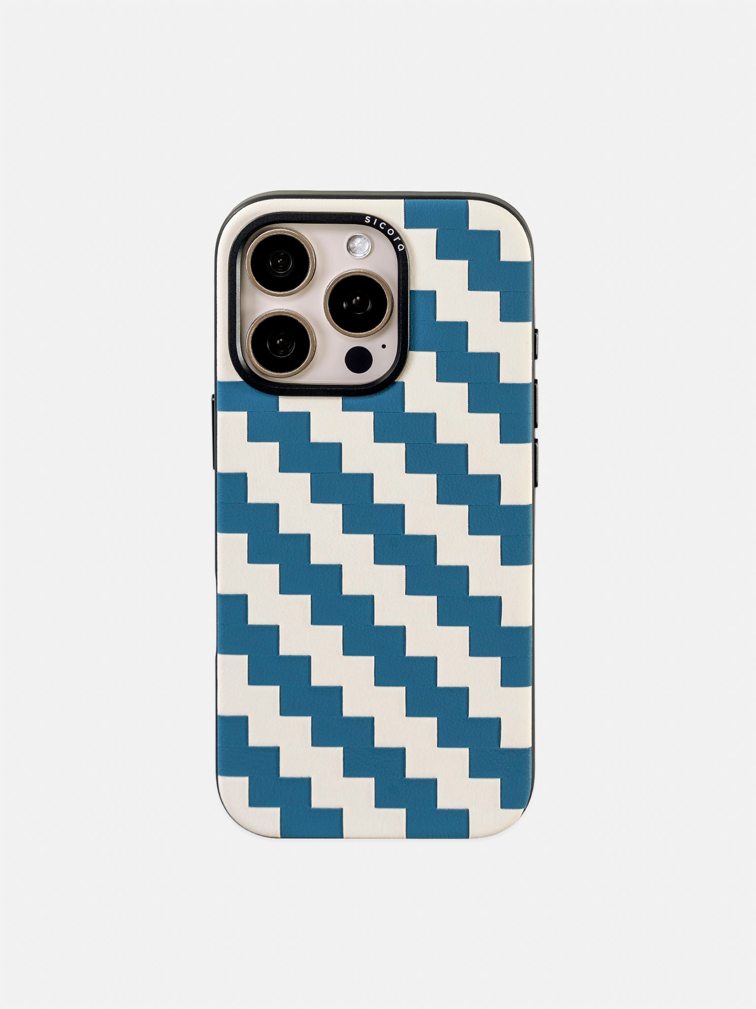 sicora blue and white zigzag iphone case 16 pro