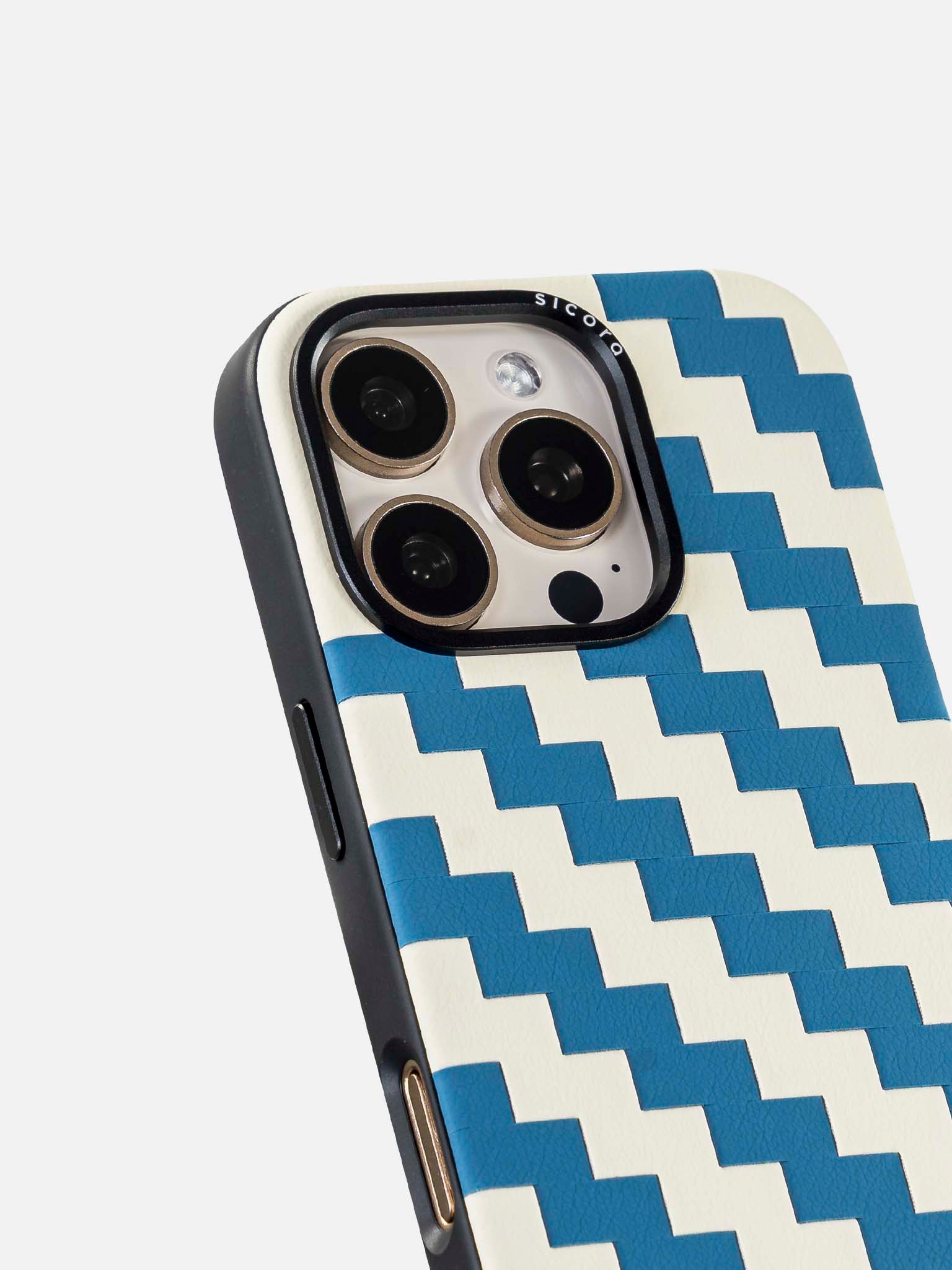 sicora blue and white zigzag iphone case