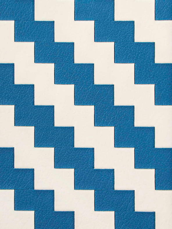 sicora blue white handwoven zigzag pattern in SILIO vegan leather