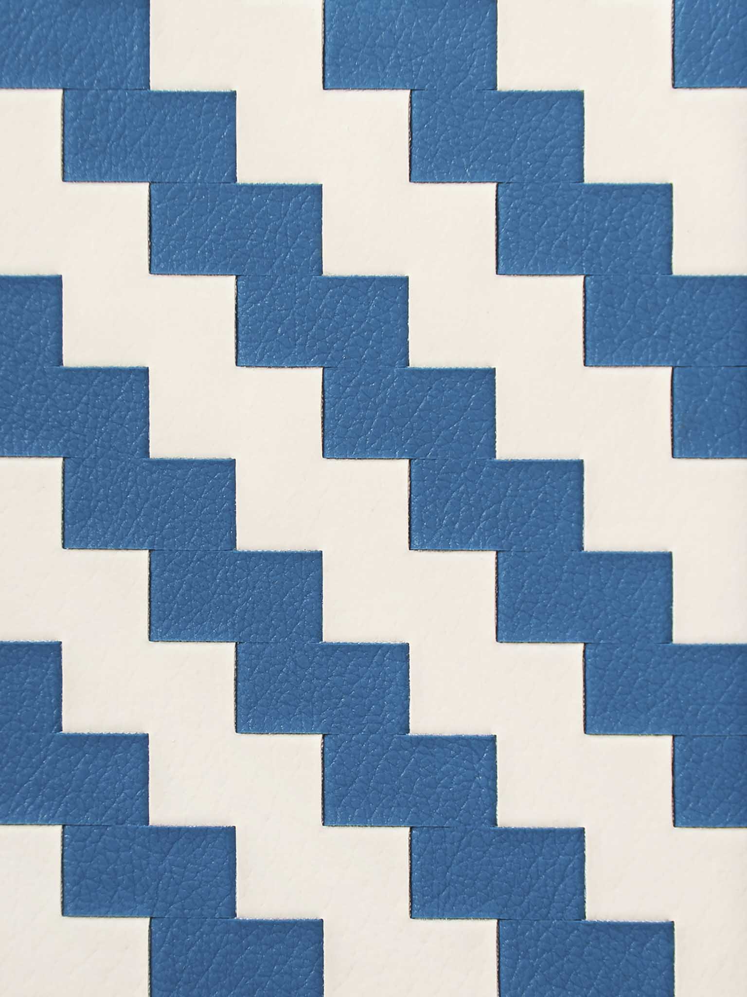 sicora blue white handwoven zigzag pattern in SILIO vegan leather