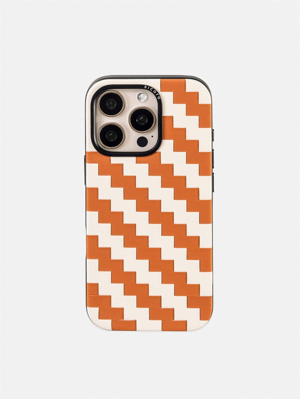 sicora brown and white zigzag iphone case 16 pro