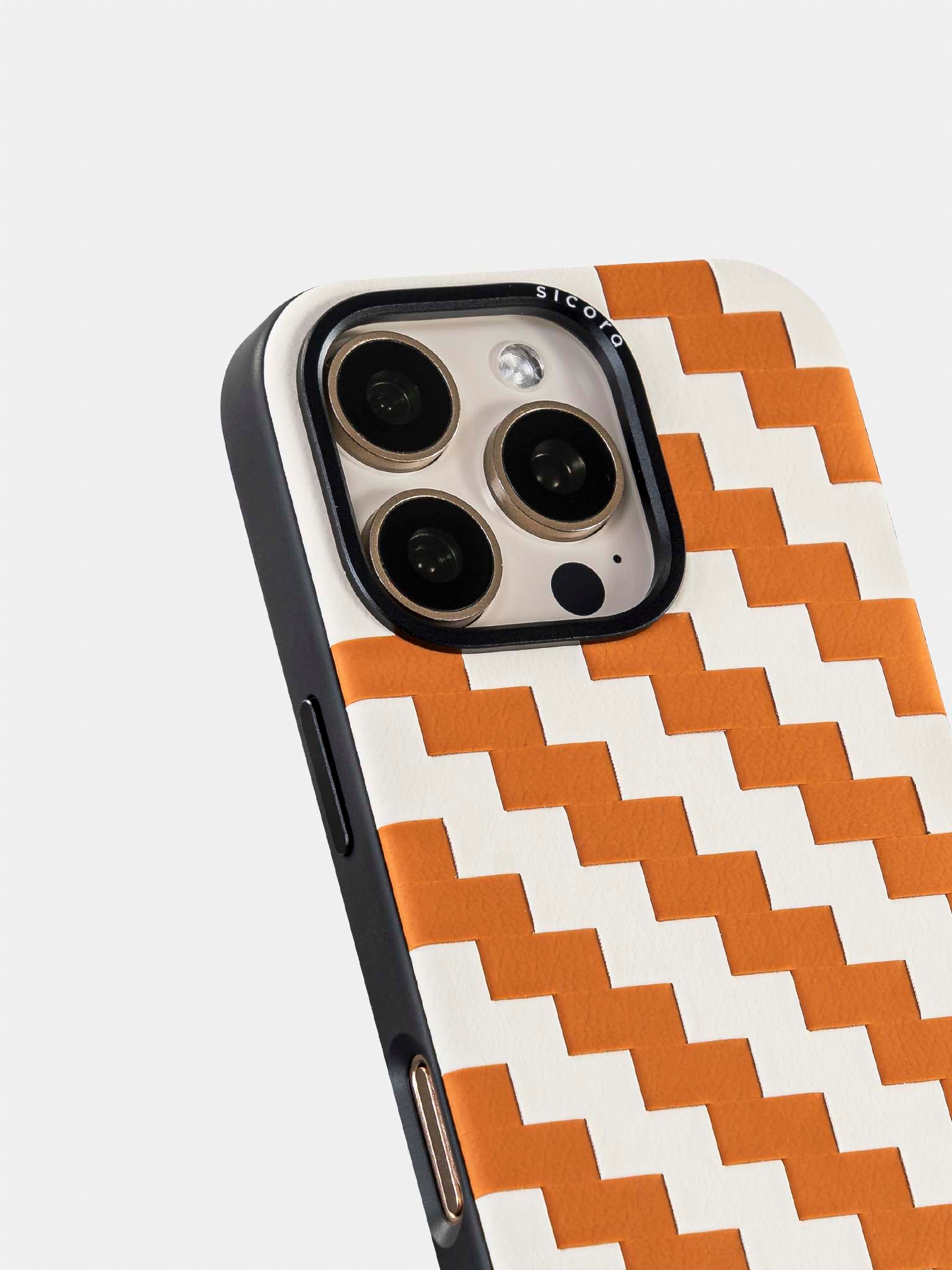 sicora brown and white zigzag iphone case